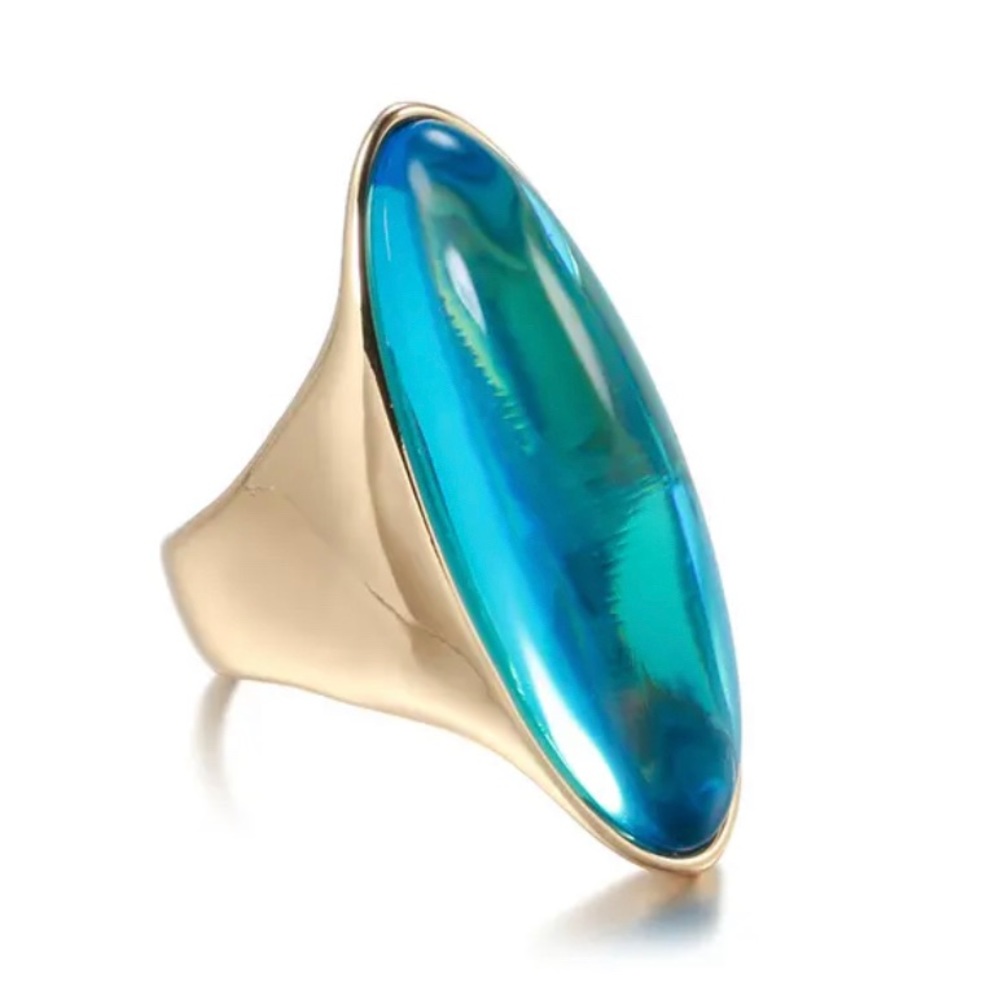 14K Gold Plated Blue Crystal Ring